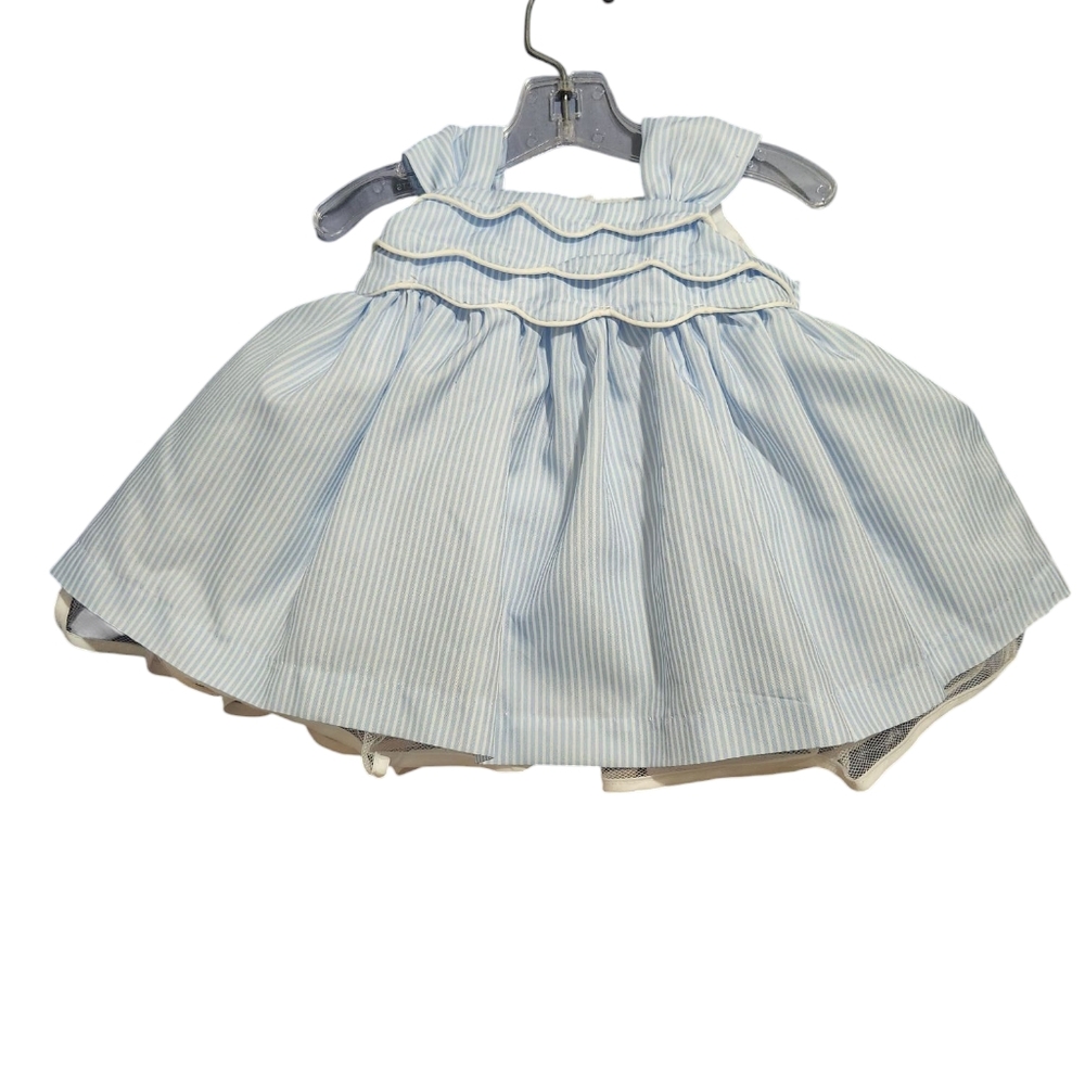 Cat & Jack Vintage Sleeveless Ruffled Teired Blue & White Stripe Dress
